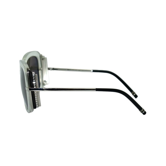 D0 NEW BOUCHERON PARIS BC0002S 005 Crystal Silver/Smoke Mirror Lens Sunglasses - Picture 3 of 7